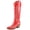 Red Patent, variant on Women's Embroidered Knee High Cowboy Boots Snip Toe Stacked Heel Western Boots