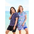 thumbnail image 4 of Swim 365 Women's Plus Size Longer-Length Notch-Neck Short-Sleeve Swim Tunic, 4 of 5
