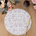 thumbnail image 3 of Spring Flower Round 15 Inch Placemats Set of 4, Vintage Farmhouse Light Purple Boho Leaf HeatResistant Non Slip Place Mats for Dining Table, Wipeable Braided Kitchen Table Mats for Housewarming, 3 of 9