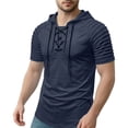thumbnail image 3 of MEZZALL Men Solid Color Short Sleeve Hoodies Sweatshirts Casual Drawstring Sporty Everyday Wear Pullover Daily Outdoor Versatile Travel Tops, 3 of 3