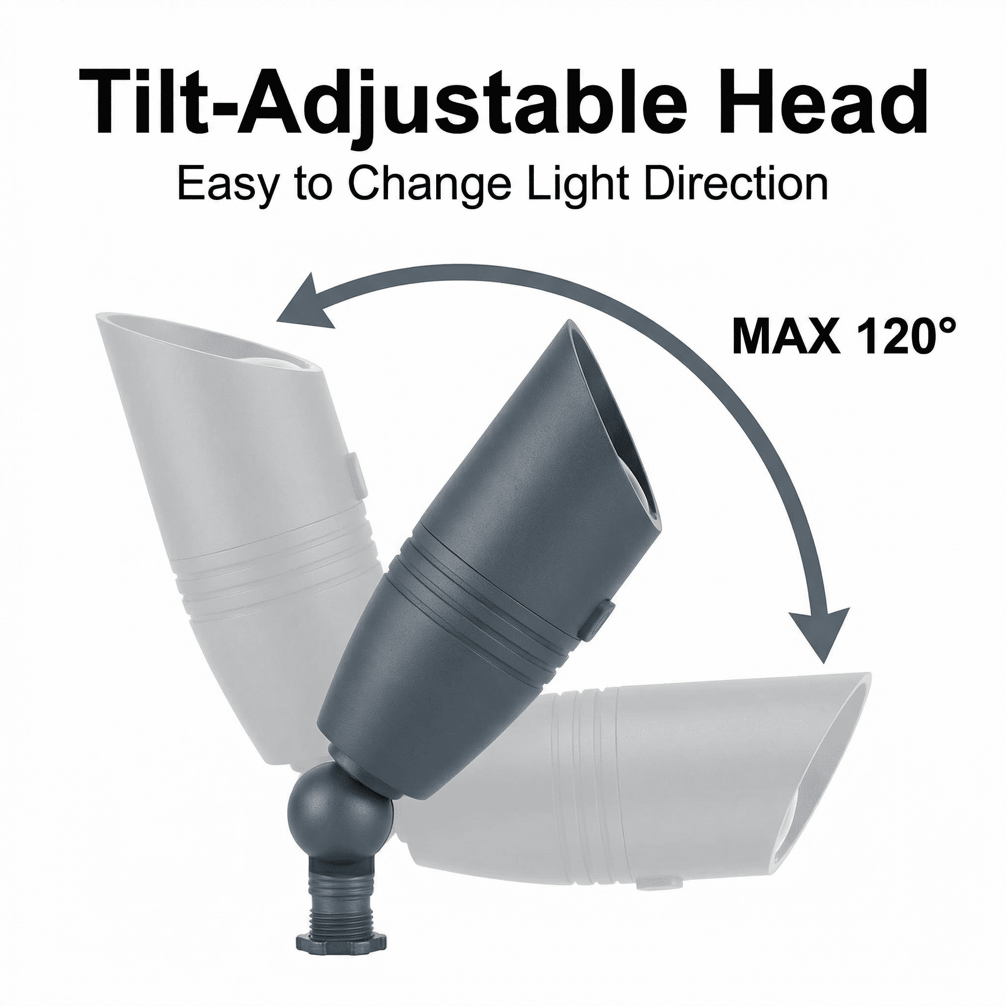 LNC 6W Solid Black LED Outdoor Spotlight 2700K Warm White 490 Lumens for Low Voltage Landscape Lighting of Yard, Lawn, Garden, Patio, Trees & House
