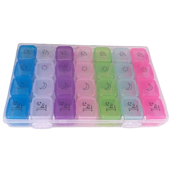 Kripyery 28 Grids Pill Box Safe Reusable Waterproof Large Capacity Food Grade Weekly Pillbox Case for Travelling