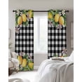 thumbnail image 2 of Blackout Curtains for Bedroom, Lemon Room Darkening Window Drapes for Living Room, Black Plaid Check Yellow Fruit Flower Floral Thermal Insulated Grommet Curtains, 52x96 inch, 2 Panels, 2 of 9