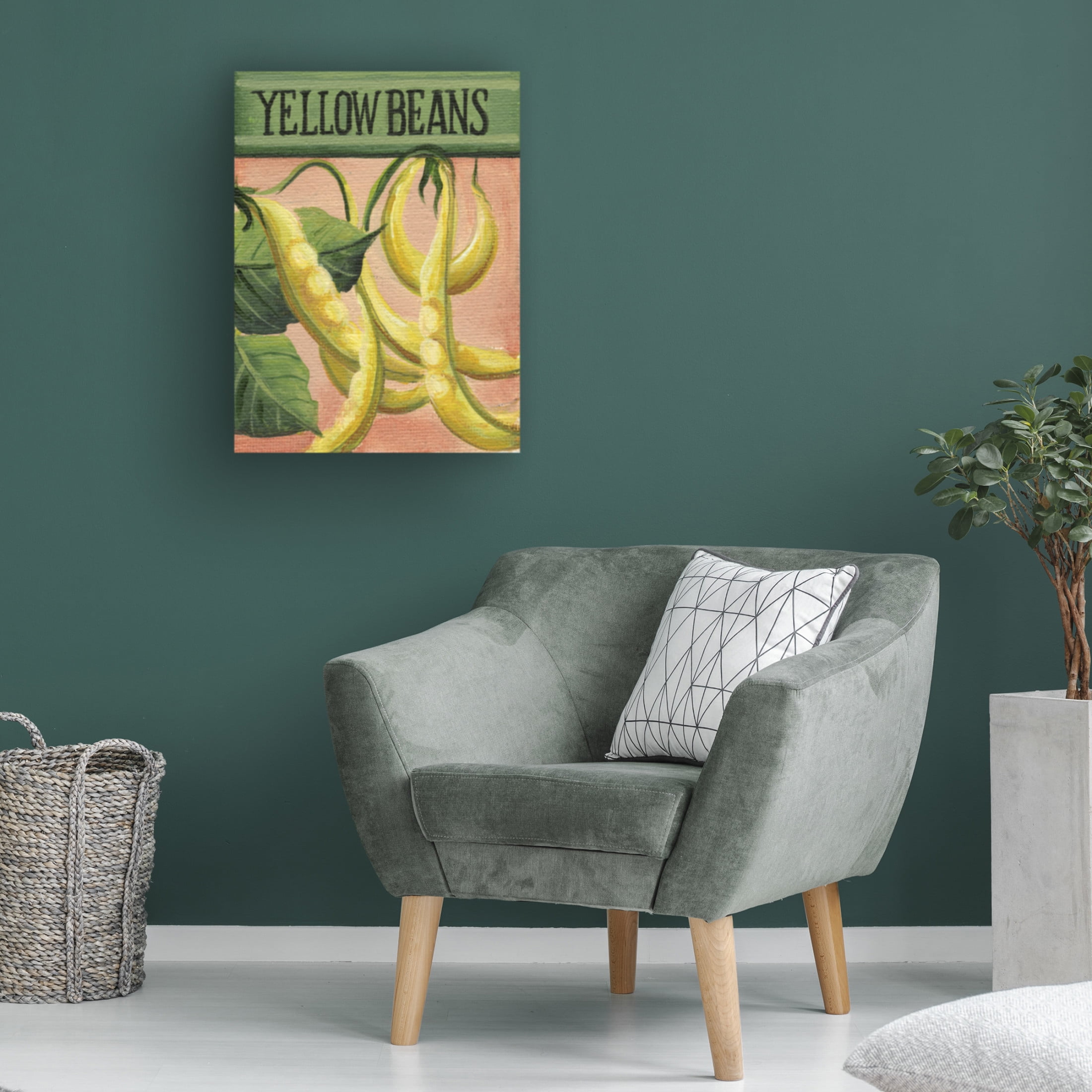 Canvas Wall Art - Debbi Wetzel 'Seed Packets 23 - Yellow Beans' Wall Art for Living Room, Bedroom, or Office Décor by Trademark Fine Art - 18 x 24 Inches