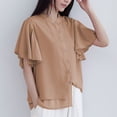 thumbnail image 2 of Camisas de Manga Corta para las Mujeres Casual, Botón de Cuello en V de la Moda de Verano, Top Suelto/Camisa Casual, 2 of 9