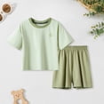 thumbnail image 2 of Toddler boys and girls easter summer short sets outfits cotton crewneck short sleeve playwear 2pc sets,cute,soft,lightweight,casual,outdoor Green 13-14 Years, 2 of 7
