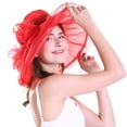 thumbnail image 3 of Women's Organza Derby Hat Fascinator for Wedding Bridal Tea Party/Red, 3 of 4