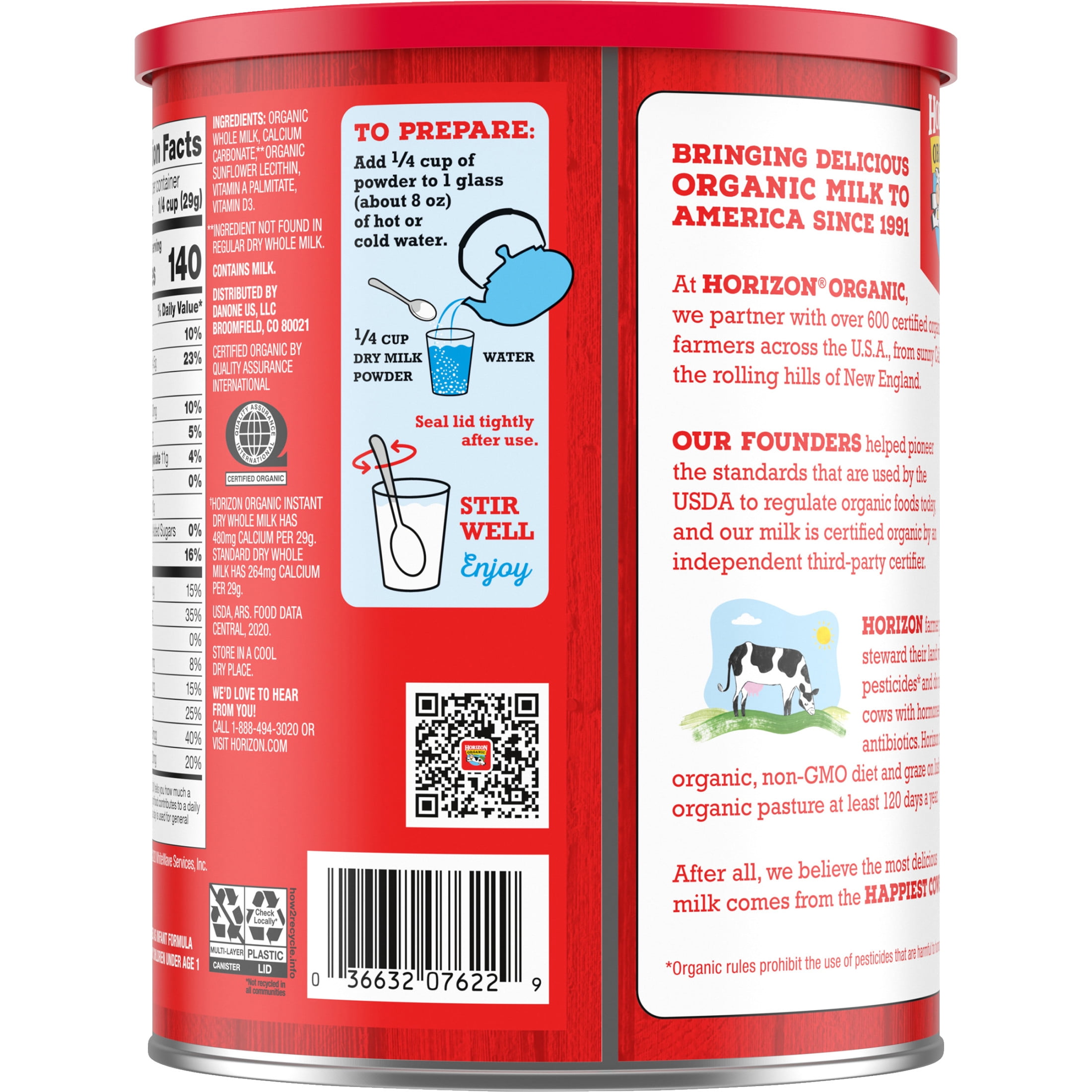 Horizon Organic Instant Dry Whole Milk Powder Canister, 30.6 oz