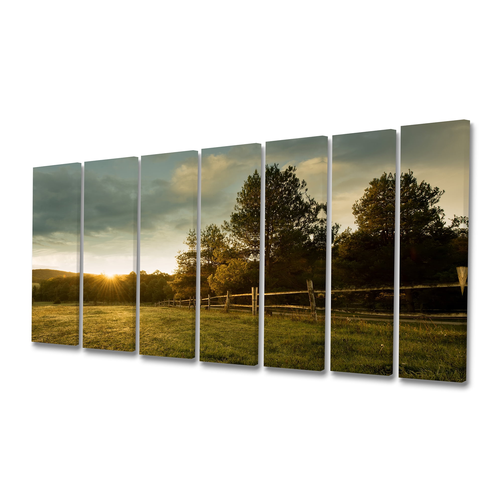 Designart 'Beautiful Sunrise in the farm ' Landscape Canvas Art Print