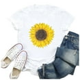 thumbnail image 3 of Pompotops T-Shirt à Manches Courtes Imprimé Tournesol pour Femme, 3 of 5