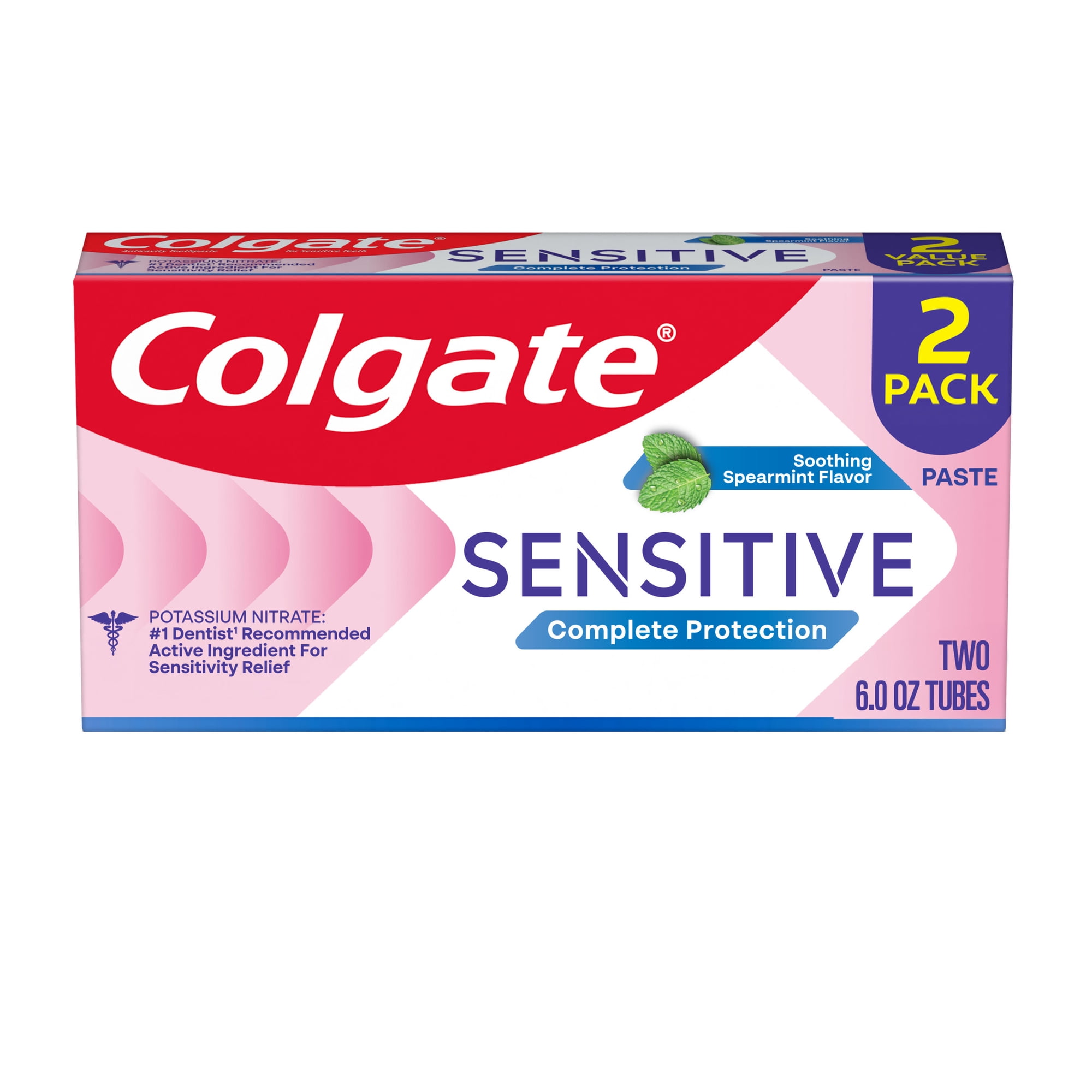 Colgate Sensitive Complete Protection Toothpaste for Sensitive Teeth, Spearmint, 2 Pack, 6 oz