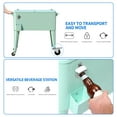 thumbnail image 3 of Dextrus 80 Quart Outdoor Rolling Cooler Cart with Bottle Opener Drainage, Portable Beverage Rolling Cart on Wheels, Light Green, 3 of 5