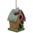 thumbnail image 3 of 10" Brown and Green Hanging Birdhouse with Butterflies Outdoor Garden Decor, 3 of 5