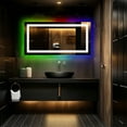 thumbnail image 4 of LUVODI Smart LED Bathroom Mirror: 48”x24” Long Rectangle Vanity Mirror with Bluetooth Speaker and HD Digital Display - Wall Mounted Front Back Lit Dimmable Makeup Mirror Anti Fog with Memory Function, 4 of 20