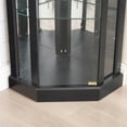 thumbnail image 4 of PORKISS Lighted 3-Side Glass Display Curio Cabinet with Tempered Glass Doors and Shelves, China Cabinet Wood Corner Cabinet with Bulb, Corner Curio Storage Rack for Bar, Liquor Storage, Black, 4 of 11