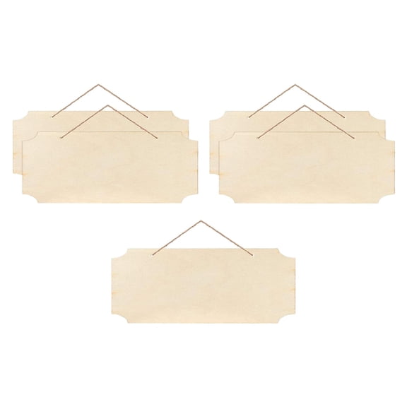 5x Unfinished Wooden Plaques Wood Chip Door Signs Wood Slices Crafts Embellishments Rectangle Plain wooden sign for painting Writing Decor , Missing corner