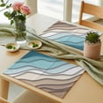 thumbnail image 3 of Teal Brown Geometric Placemats Set of 4 Abstract Ocean Wave Place Mats Table Mats Kitchen Dining Home Outdoor Party Table Decoration, 3 of 9
