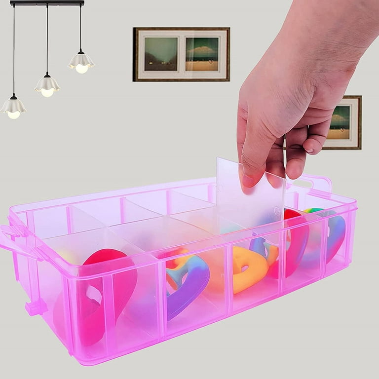 5pcs Transparent Desktop Storage Box Toy Packing Box Plastic Carrying Case  with Handle 