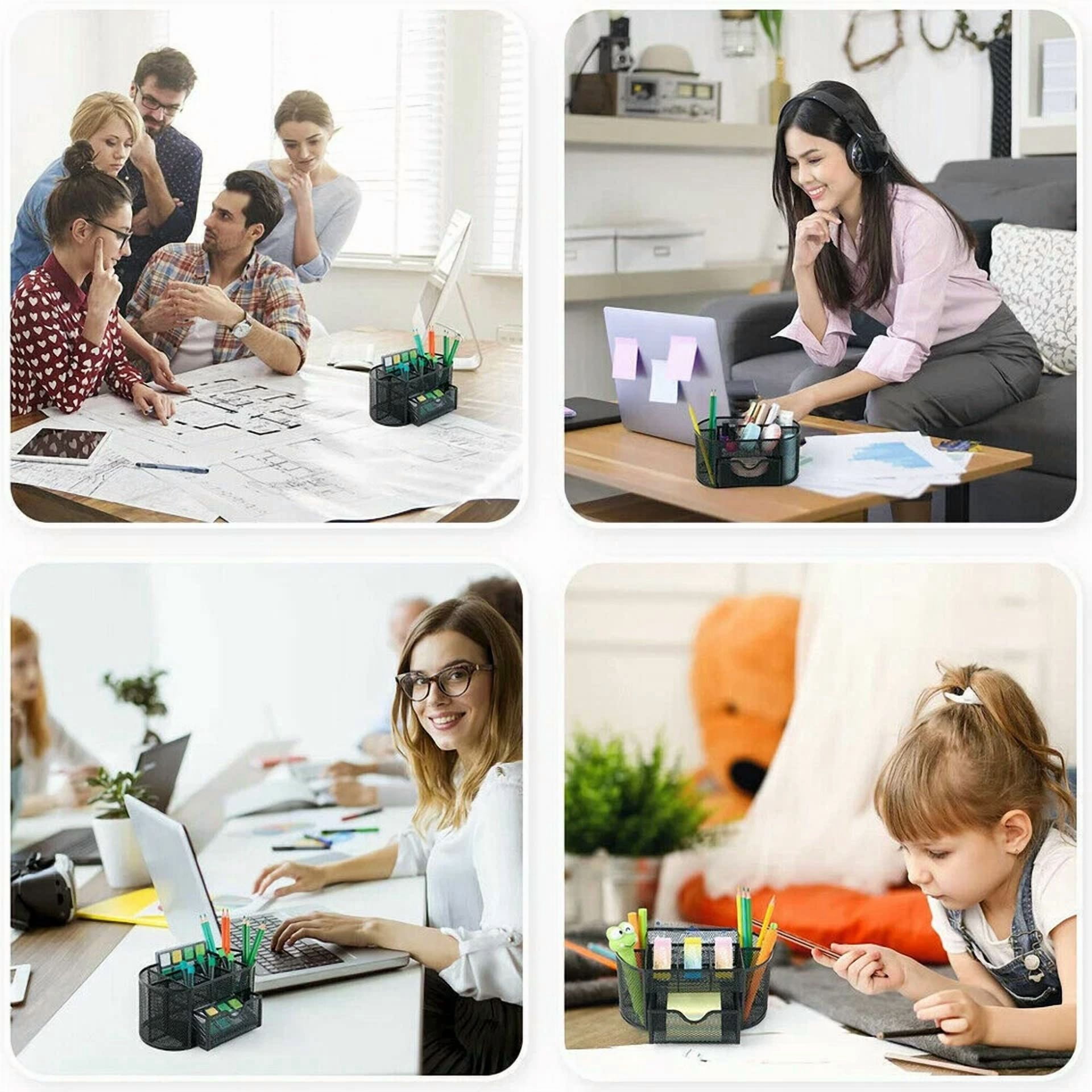 Pencil And Pen Holder Office Desk Supplies Organizer Desktop Metal Storage Mesh