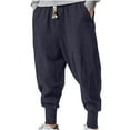 thumbnail image 2 of Men's Summer Casual Elastic Waist Solid Color Pants with Drawstring Closure and Pockets for Jogging, Hiking, Yoga, and Daily Wear (Sizes M-5XL), 2 of 4