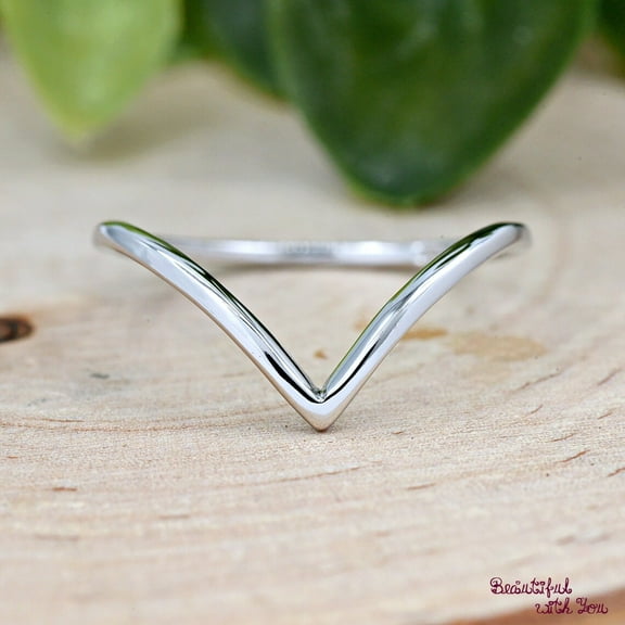 SS DESIGNS Minimalist Simple Plain V Shape Chevron Wishbone Silver Thumb Ring. Womens V Thumb Ring. Solid 925 Sterling Silver Wishbone Midi Ring