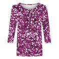 thumbnail image 4 of Wowcloth Woman's Printed Pullover Top with Round Neck and Three-Quarter Sleeves, Casual and Fashionable for Daily Wear, 4 of 5