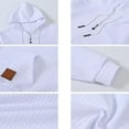 thumbnail image 4 of Dresfit Men's Zip Up Sweatshirt Pullover Waffle Hoodies Jacquard Plaid Long Sleeve Workout Hoodie Drawstring Kangaroo Pocket Lightweight Winter Coat White 2XL, 4 of 4