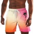 thumbnail image 4 of Tisuna Men'S Swim Trunks Elastic Waist Loose Fit 5 Inch Swim Shorts Fashion Breathable Mens Beach Surfing Gradient Print Beach Shorts Size Xl Pink, 4 of 4