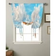 thumbnail image 2 of Coastal Tie Up Curtains for Kitchen Bathroom Bedroom Windows 63 Inch Length, Summer Beach Shell Conch Starfish Blue Nautical Balloon Drape Curtains Shade Rod Pocket Drapery Curtain Panel, 52"x45", 2 of 7