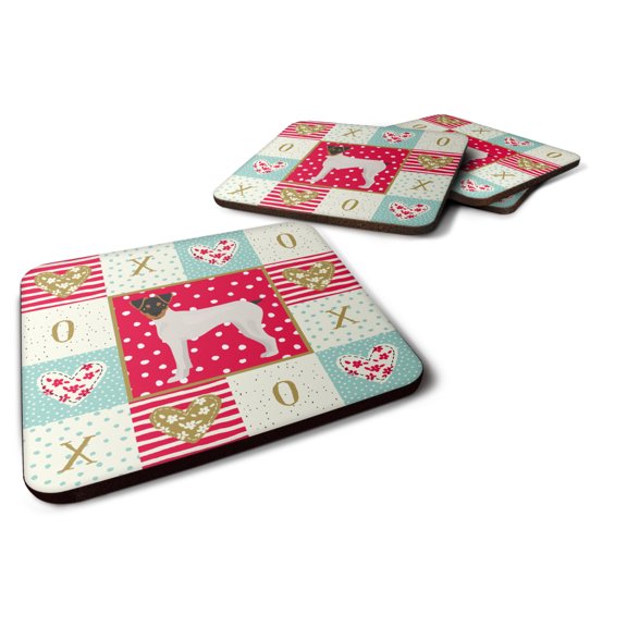 Japanese Terrier Love Foam Coaster Set of 4 Red