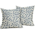 thumbnail image 2 of Blue Floral Pillow Covers 18x18 Set of 2 Vintage Rustic Old Style Cute Small Flower Blue Cream Print Decorative Outdoor Pillowcases Farmhouse Throw Cushion Case Decor for Couch Sofa Bed, 2 of 6