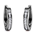 thumbnail image 1 of Aros Grandes de Estilo Semieternidad JeenMata con Diamantes de Talla Redonda de 0,5 Quilates en Baño de Oro Negro de 18 K sobre Plata, 1 of 4