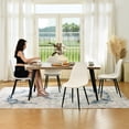 thumbnail image 2 of Homy Casa Modern Dining Table with Live Edge MDF Top and Folded Metal Legs, 63"x35", Seats 6, Walnut, 2 of 9
