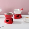 thumbnail image 2 of Mini Ceramic Fondue Set, Heart Shaped, For Melting or Cheese Chocolate, 2 of 8
