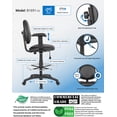 thumbnail image 3 of Boss Office Adjustable Arm Faux Leather Upholstered Drafting Stool in Black, 3 of 8