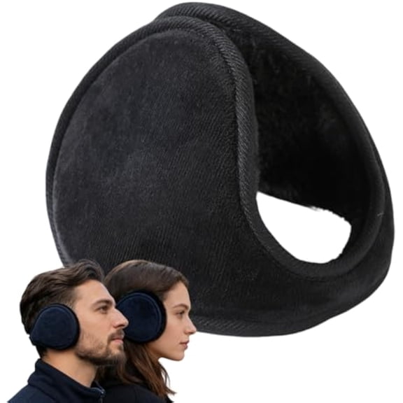 4-Pack Men Ear Muffs for Winter, Fleece Behind Head Ear Warmers, Foldable Adjustable for Outdoor Activities (Black, Not Fleece-lined)