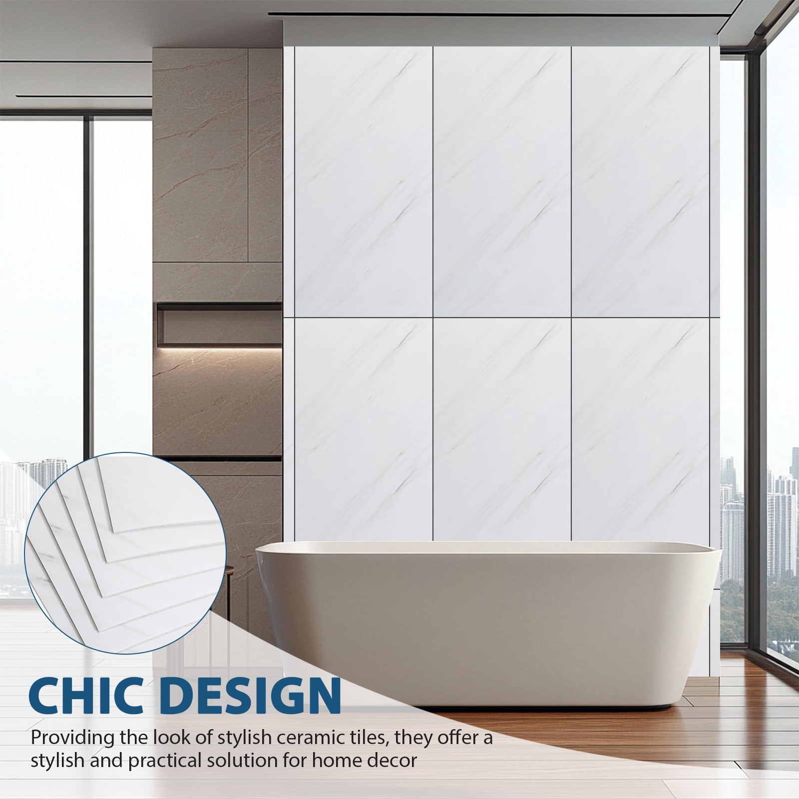 Phenofice 20Pcs Waterproof Self Adhesive Wall Panels Marble Pattern for Kitchen