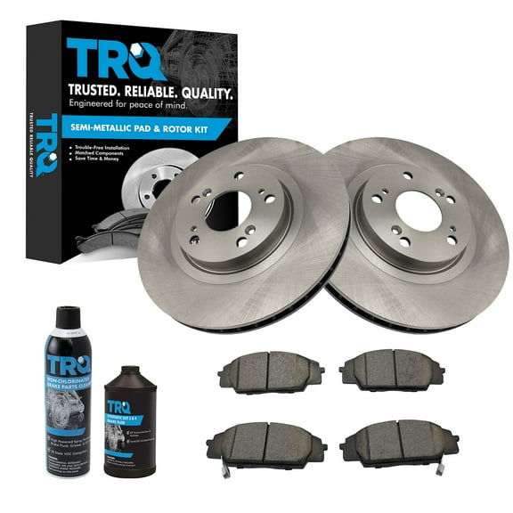 TRQ Front Semi Metallic Brake Pad & Rotor Kit w/Fluids for 05-06 Honda CR-V CRV BKA17877