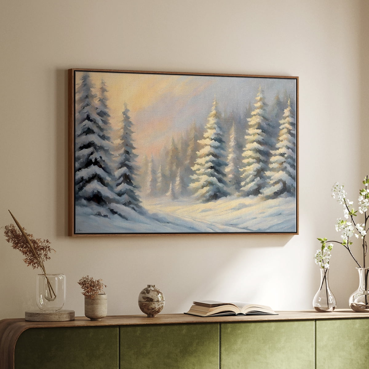 Vintage Landscape-CCII By Wexford Home Framed in Walnut Wood Gallery Wrapped Canvas 17 in. x 25 in.