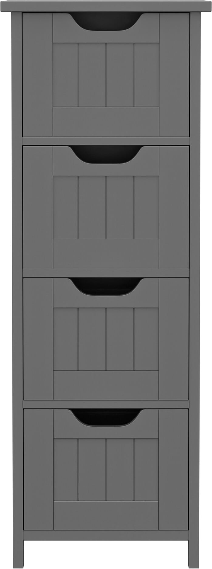 ZENSTYLE Bathroom Floor Cabinet Wood Free Standing Storage Organizer with 4 Drawers Gray