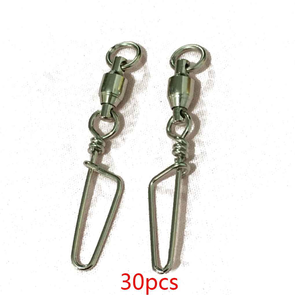 30pcs High Strength Fishing Ball Bearing Swivel with Coastlock Snap