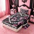 thumbnail image 2 of meiyoeat Pink Print Feather Twin Sheet Sets For Women,Dreamy Princess Style Alphabet J Bedding For Adults,3 Pieces, 2 of 6