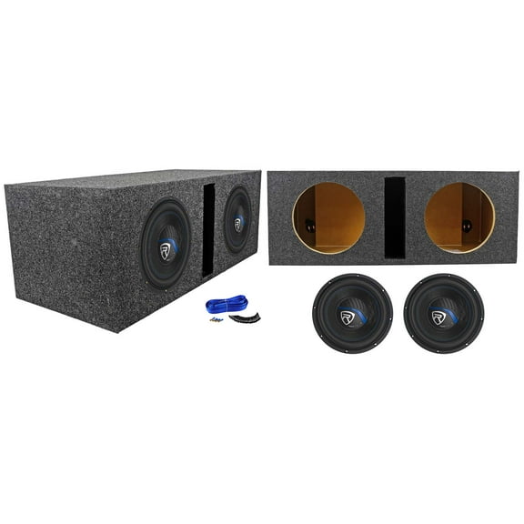 (2) Rockville K5 W10K5S2 10" 1200 Watt Car Subwoofers Vented Sub Box Enclosure