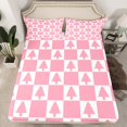 thumbnail image 2 of Feelyou Cartoon Xmas Tree Twin Sheet Sets for Kid, Merry Christmas Twin Fitted Sheet, Pink Plaid Buffalo Flat Sheet, Lightweight Room Decor, 3pcs, 2 of 7