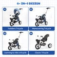 thumbnail image 2 of 4-in-1 Foldable Baby Tricycle w/Adjust Handle, Canopy & Storage,18M-5Y Blue, 2 of 7