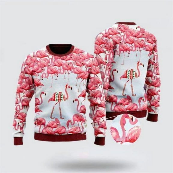 Pink Flamingo Christmas Village 3D Sweater – Christmas Gifts For Frends