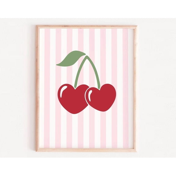 Cherry Print, Trendy Nursery Art, Girls, Cherry Poster, Kitchen Print, Playroom Decor, Fruit Poster, Fruit Print Wall Art, Modern Wall Decor, 8x12 UNFRAMED
