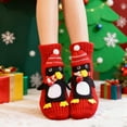 thumbnail image 4 of Red Penguin Knit Cute Floor Socks - Hand-Crocheted Winter Warm Socks, Festive Christmas Gift for Adults, Soft Fabric for Indoor Use, Adorable Red Penguin Design, Adds Fun to Winter Wear, G, 4 of 6