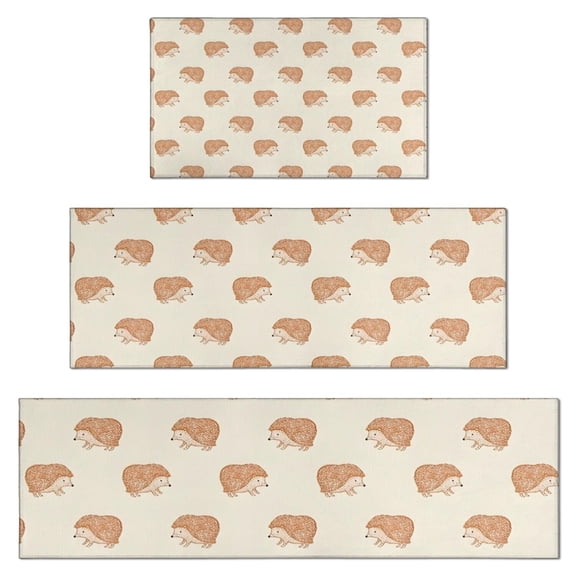 Cute Hedgehog Pattern Kitchen Rugs Sets Of 3,Kitchen Runner Rugs Non Skid Washable,Decorative Kitchen Floor Mats for Kitchen,Sink,Laundry,17"x30" 17"x47" 17"x59"