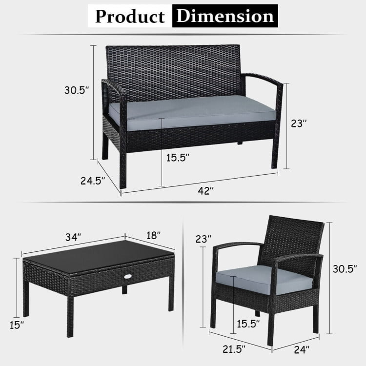 Aimee Lii 4 Pieces Outdoor Rattan Patio Conversation Set, Wicker Patio Furniture Set with with Loveseat and Table, Brown Aimee Lii 4 Pieces Outdoor Rattan Patio Conversation Set, Wicker Patio Furniture Set with with Loveseat and Table, Brown